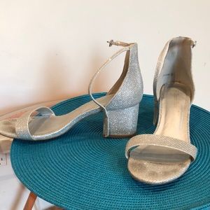 Silver glitter heels